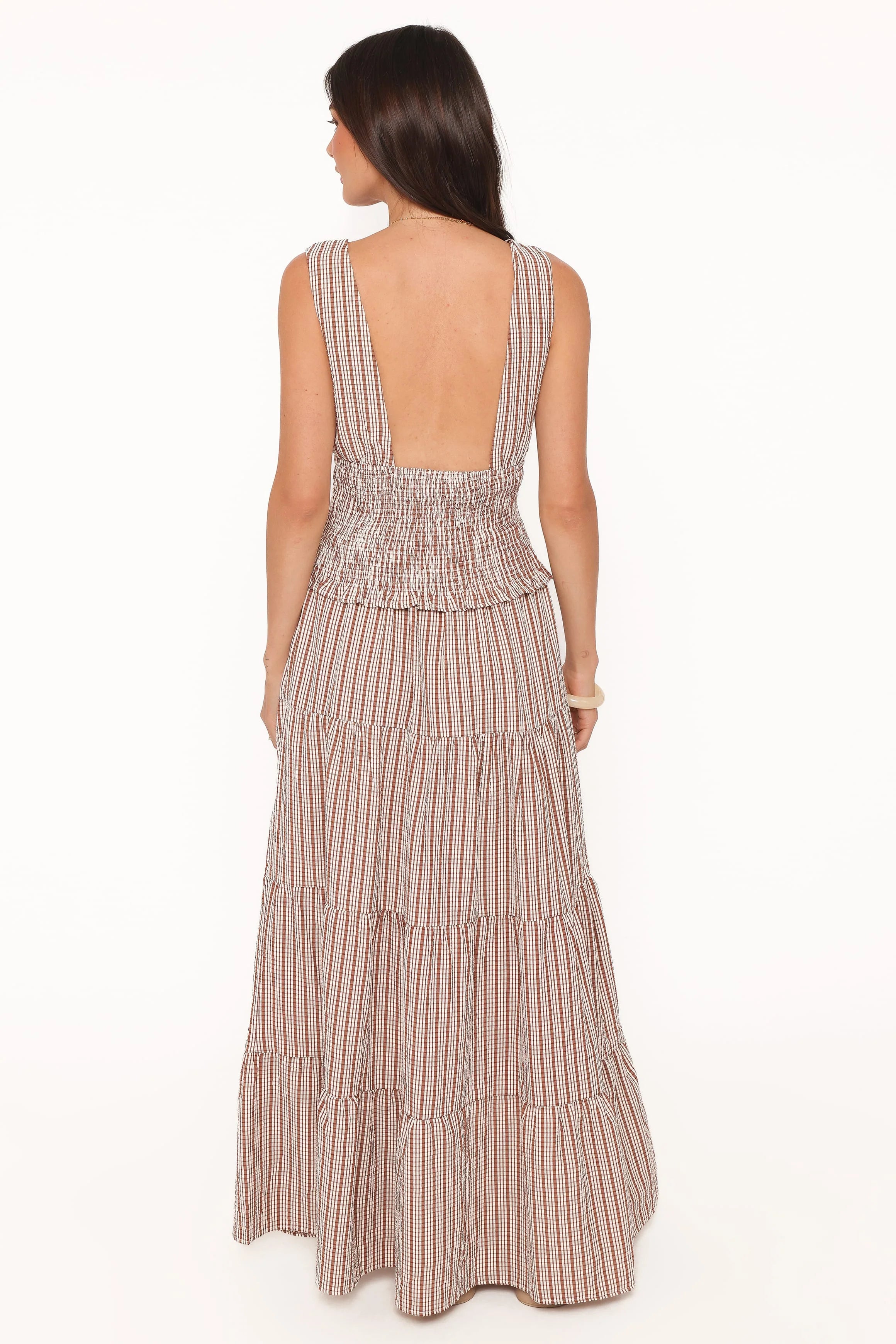 Eirlys Tiered Skirt Set Brown White
