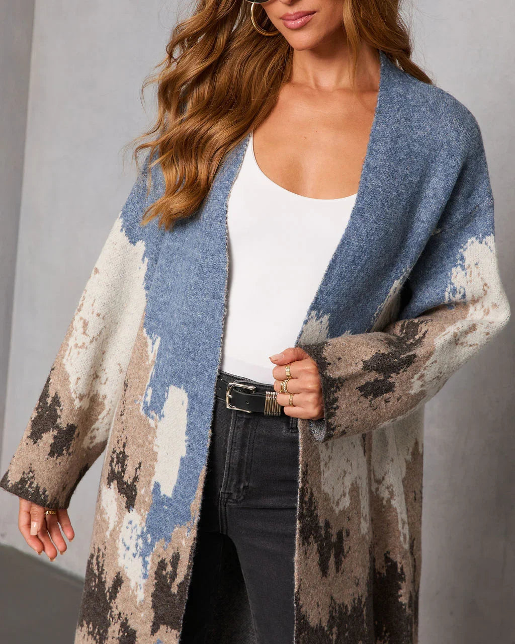 Glacielle Abstract Duster Cardigan