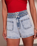 Whitnie Braided Trim Denim Shorts