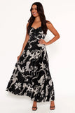 Angelique Pleated Jumpsuit Black Floral