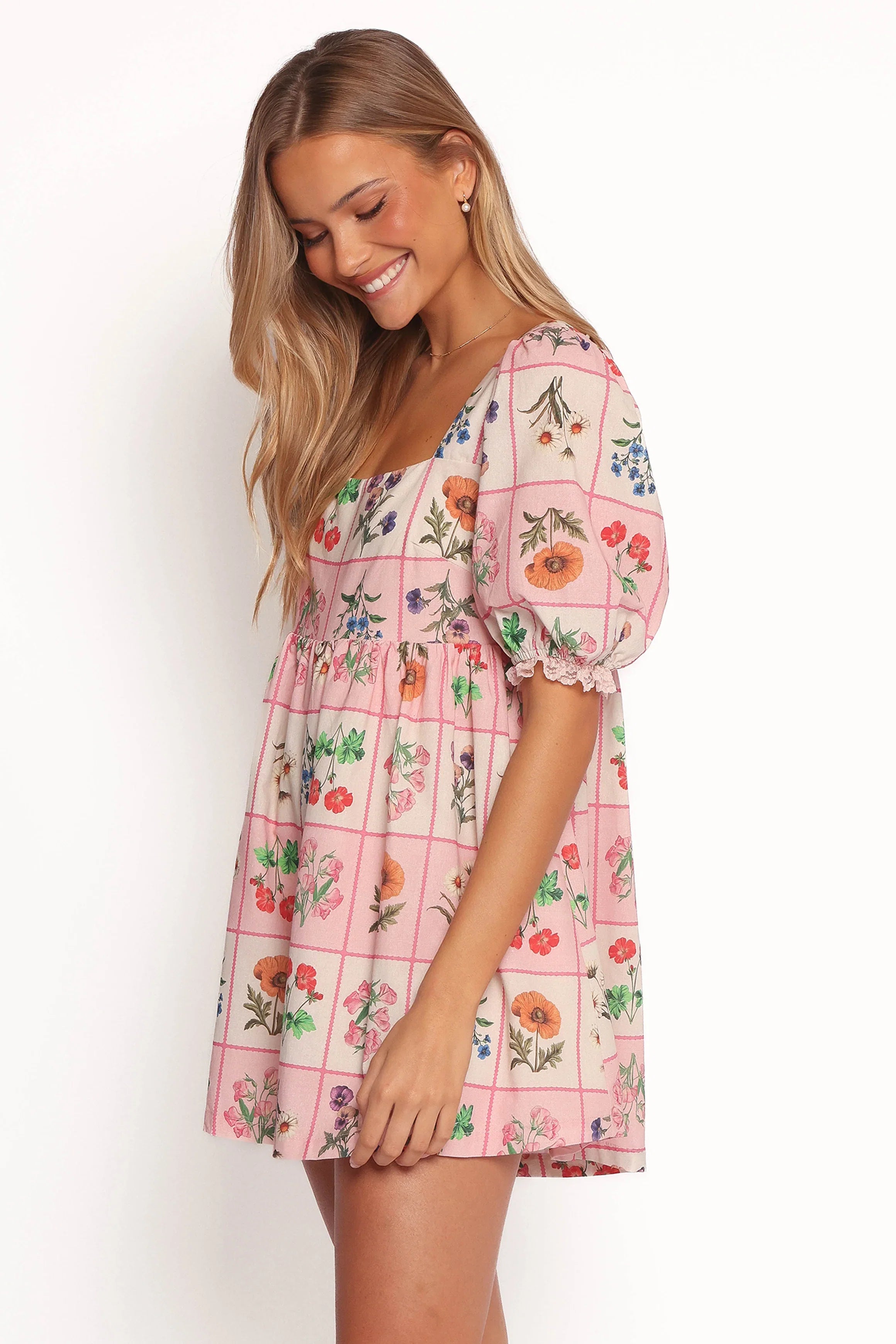Floretta Puff Sleeve Romper Flora Tile