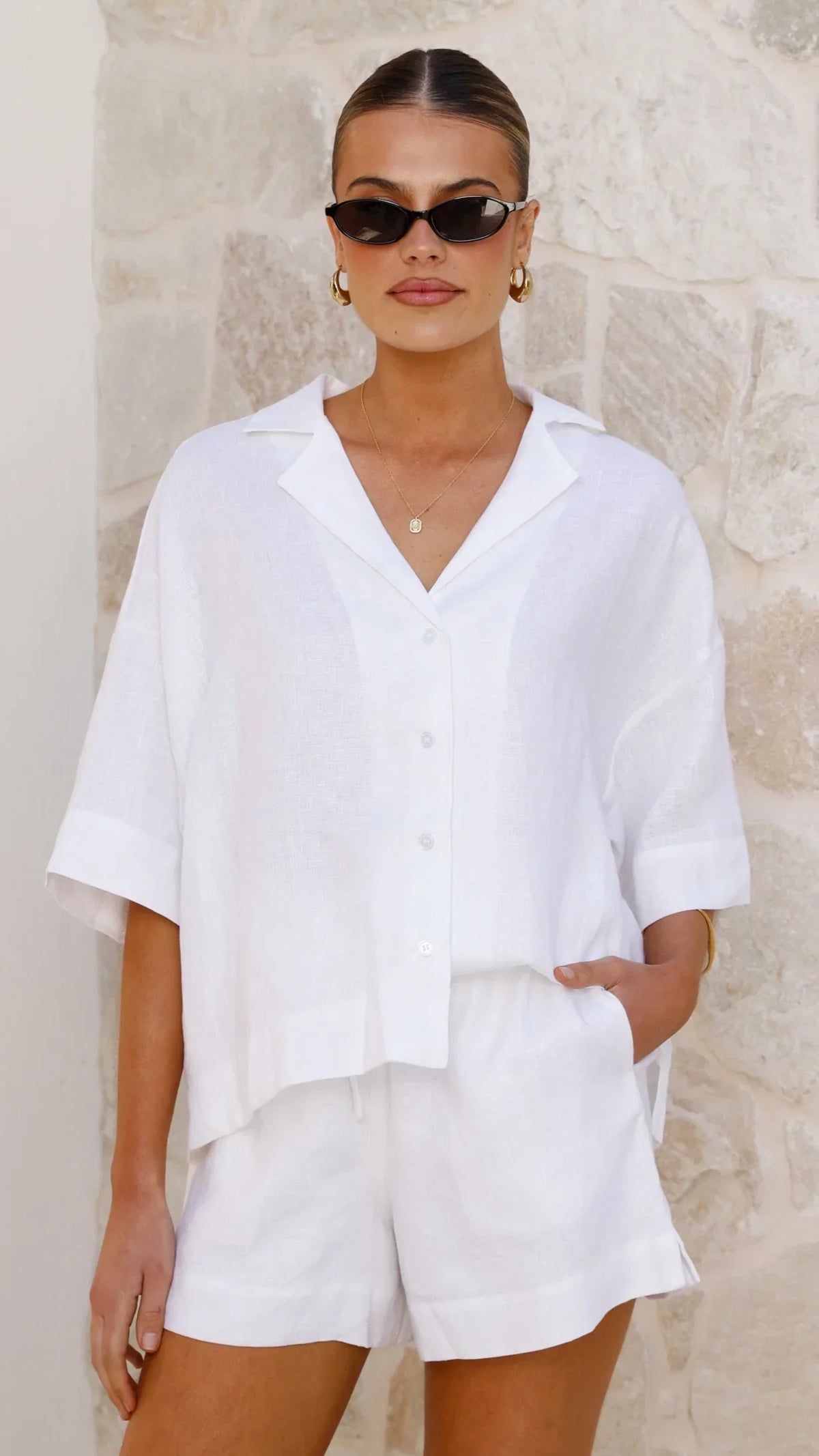 Luna Button Up Shirt White