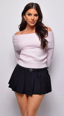 Erin Off Shoulder Sweater Top Pink