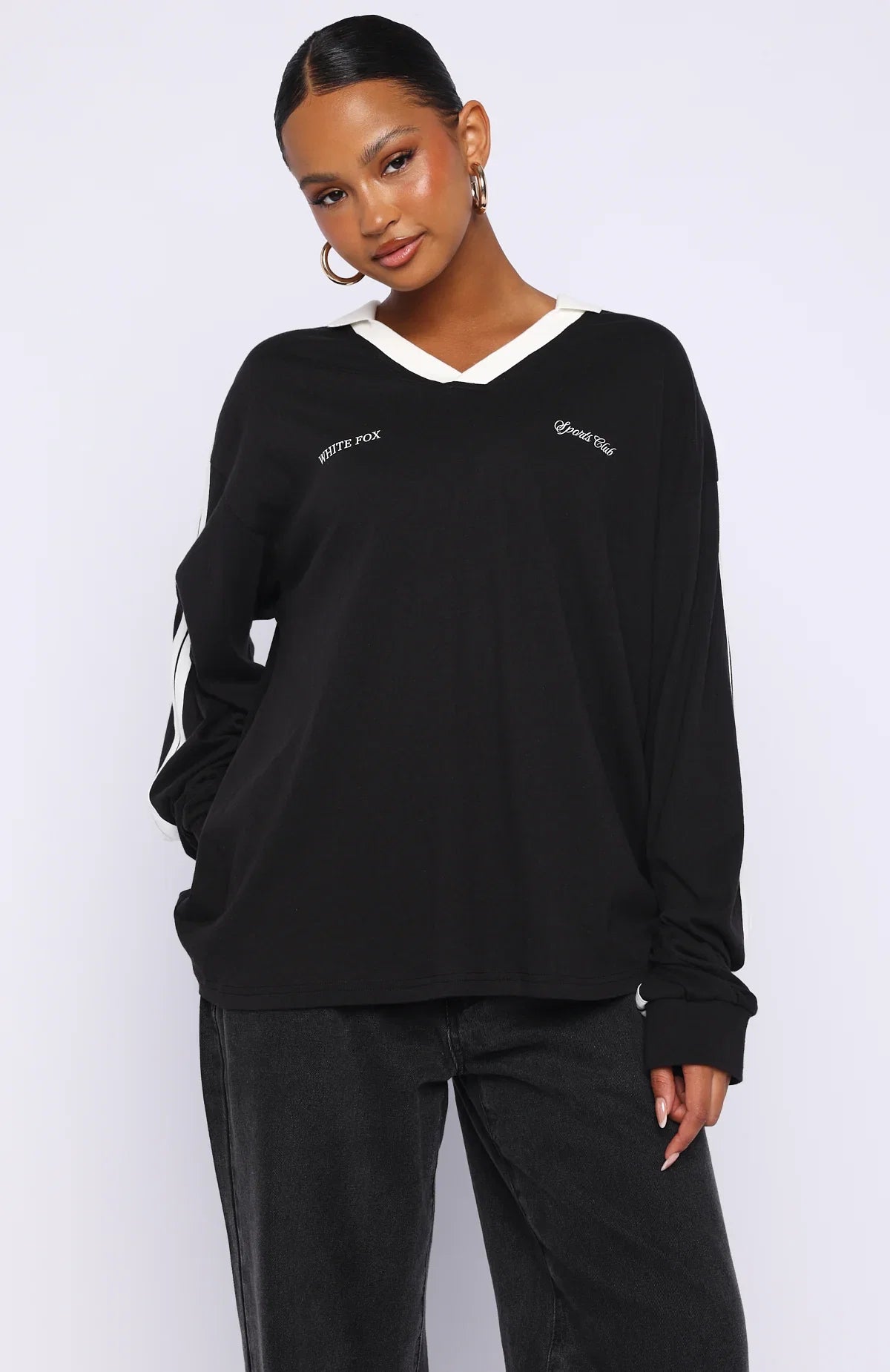 Dreamy Skies Long Sleeve Oversized Jersey Black