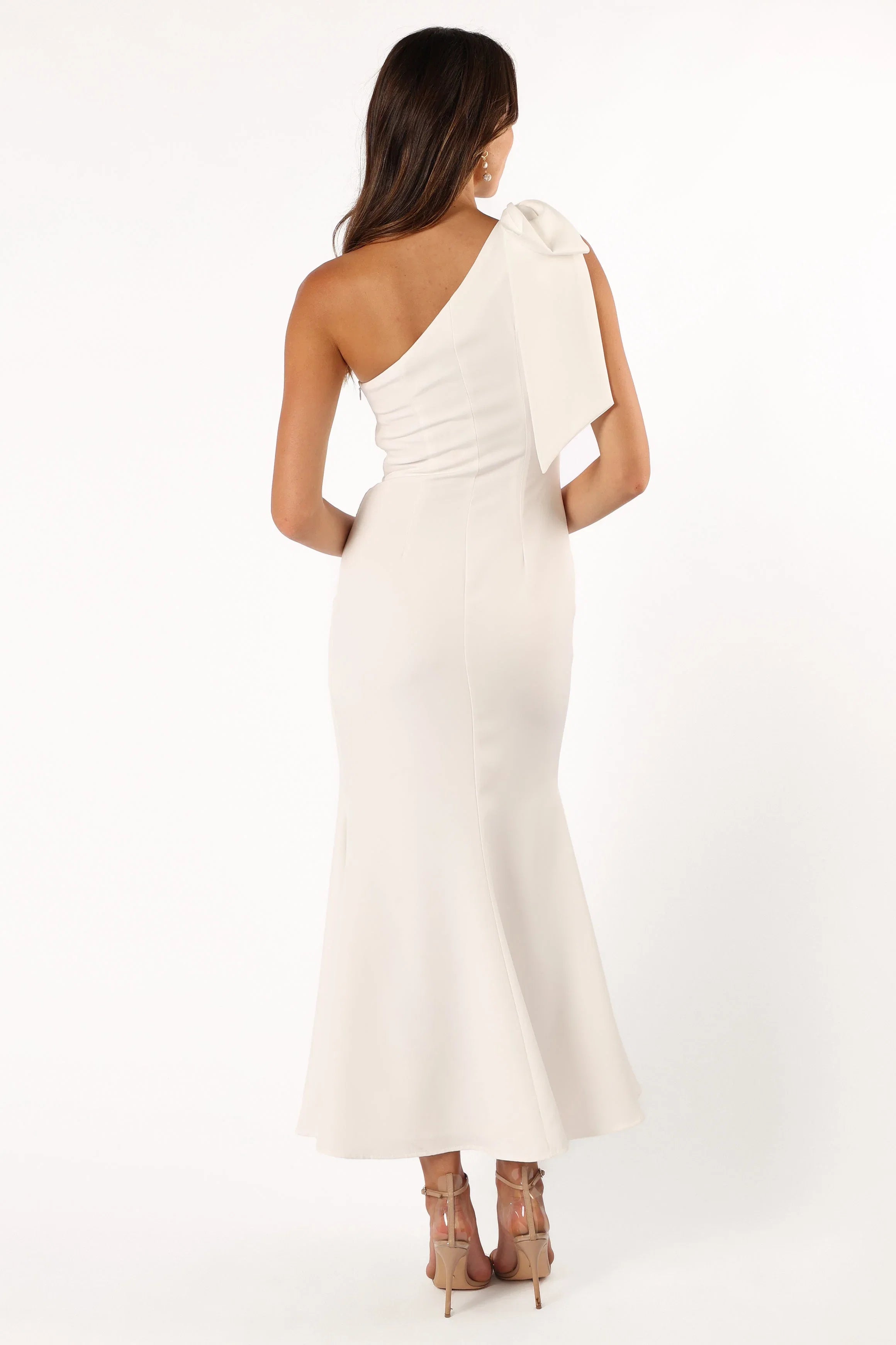 Charmed One Shoulder Midi Dress Off White