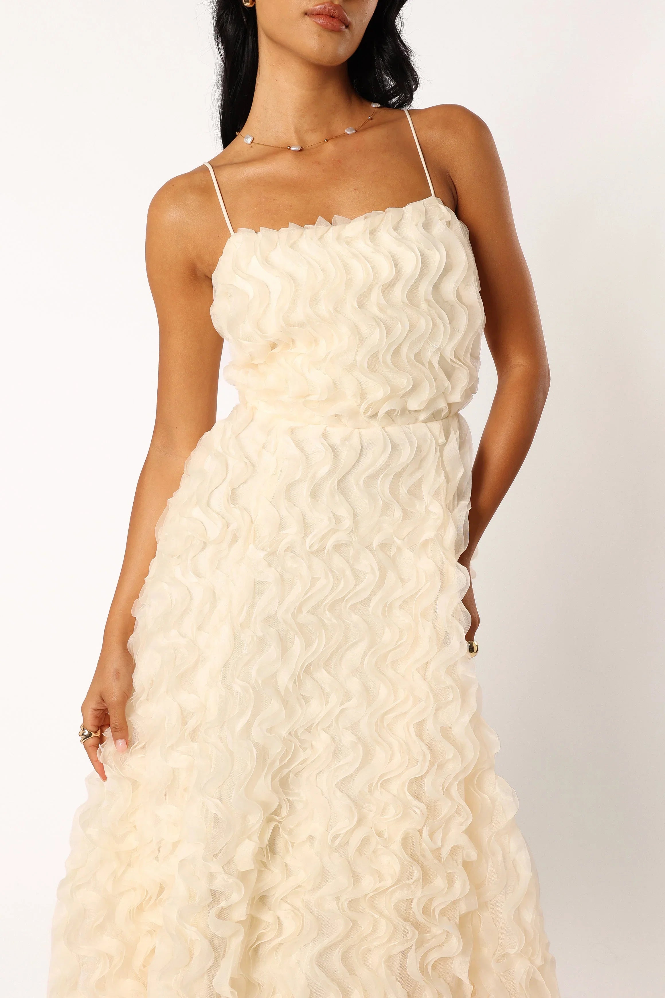 Kade Textured Midi Dress White
