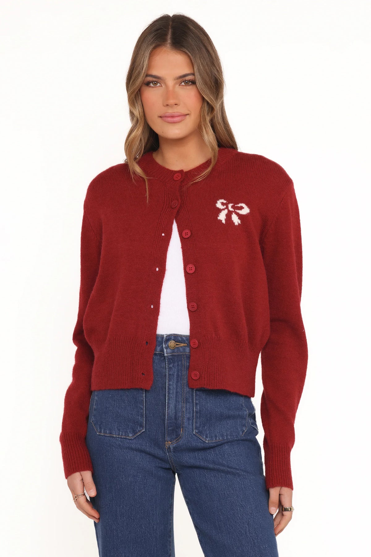 Middleton Mini Bow Cardigan Wine