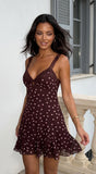 Caelisse Polka Dot Mini Dress Brown