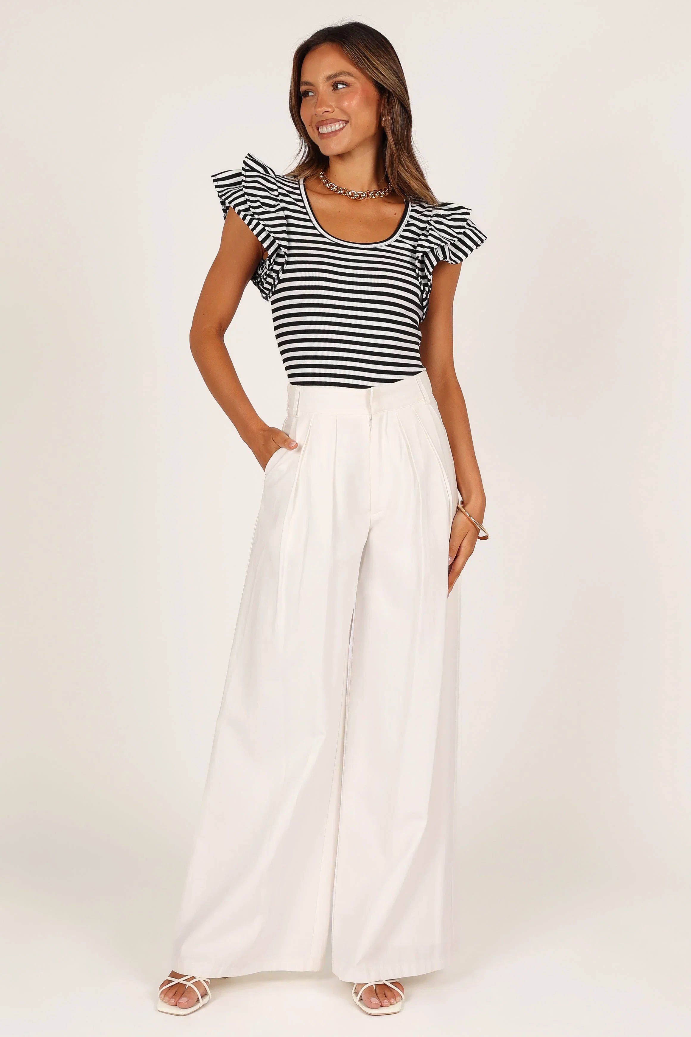 Martina Ribbed Top Black Stripe