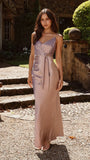 Yasmeen Tie Front Maxi Dress Dusty Pink