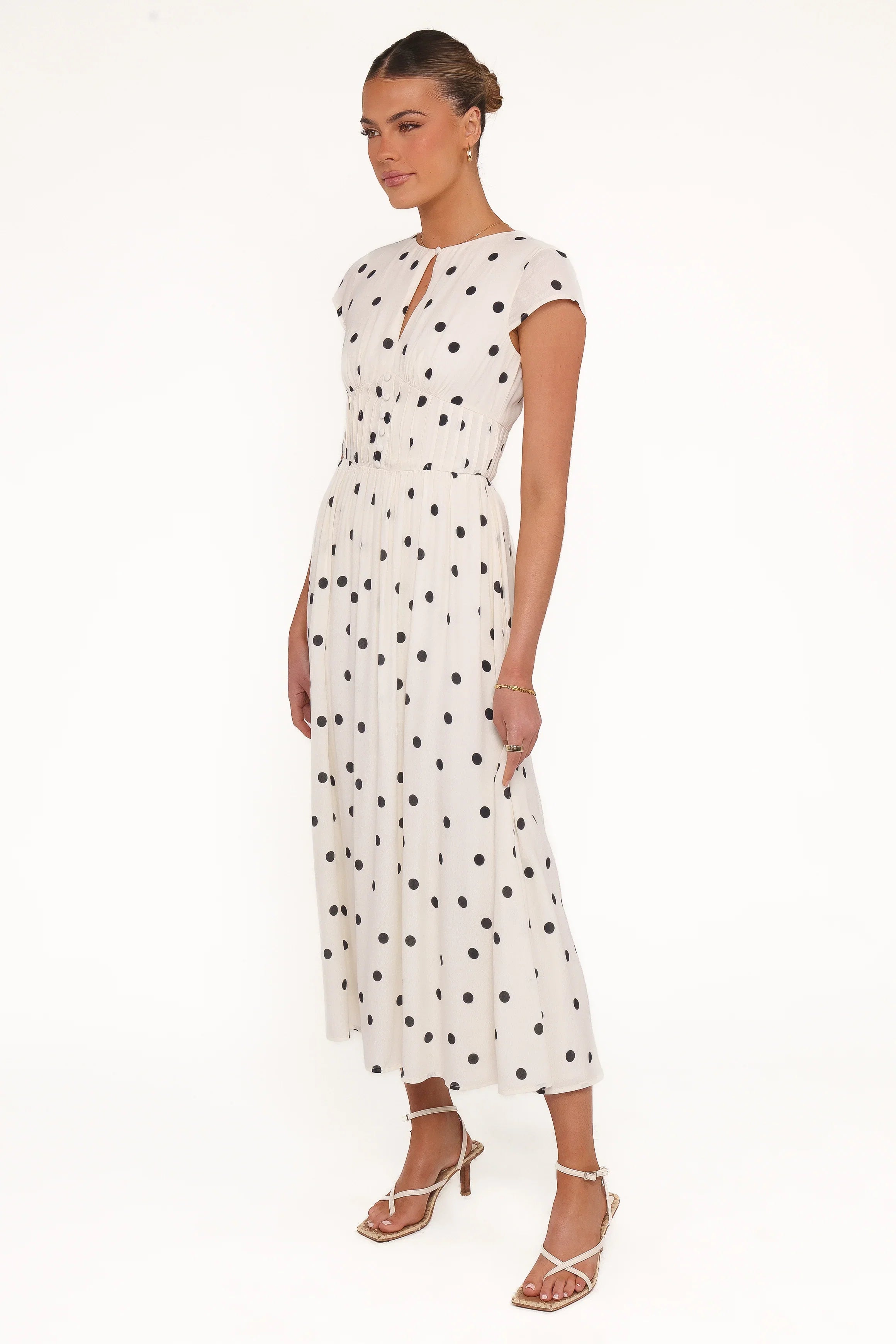 Darline Midi Dress White Polka Dot