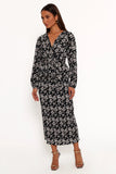 Minelli Pleat Midi Skirt Black White Floral