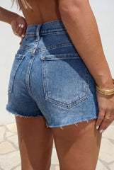 Leni Distressed Denim Shorts Blue