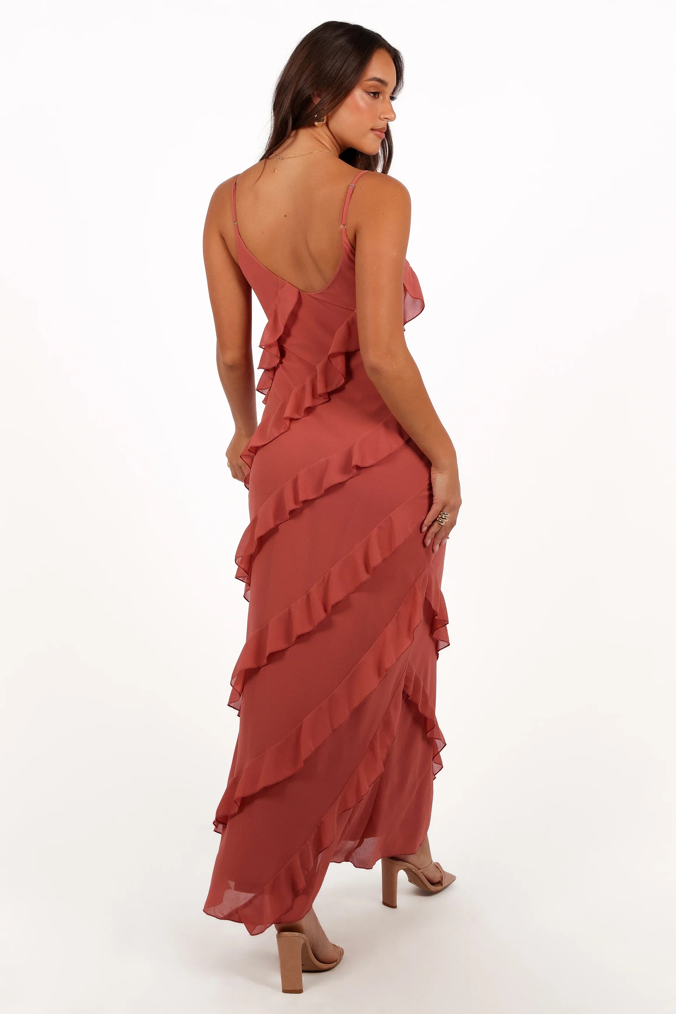 Ciao Ruffles Maxi Dress Rosewood