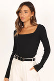 Shani Ribbed Knit Top Black