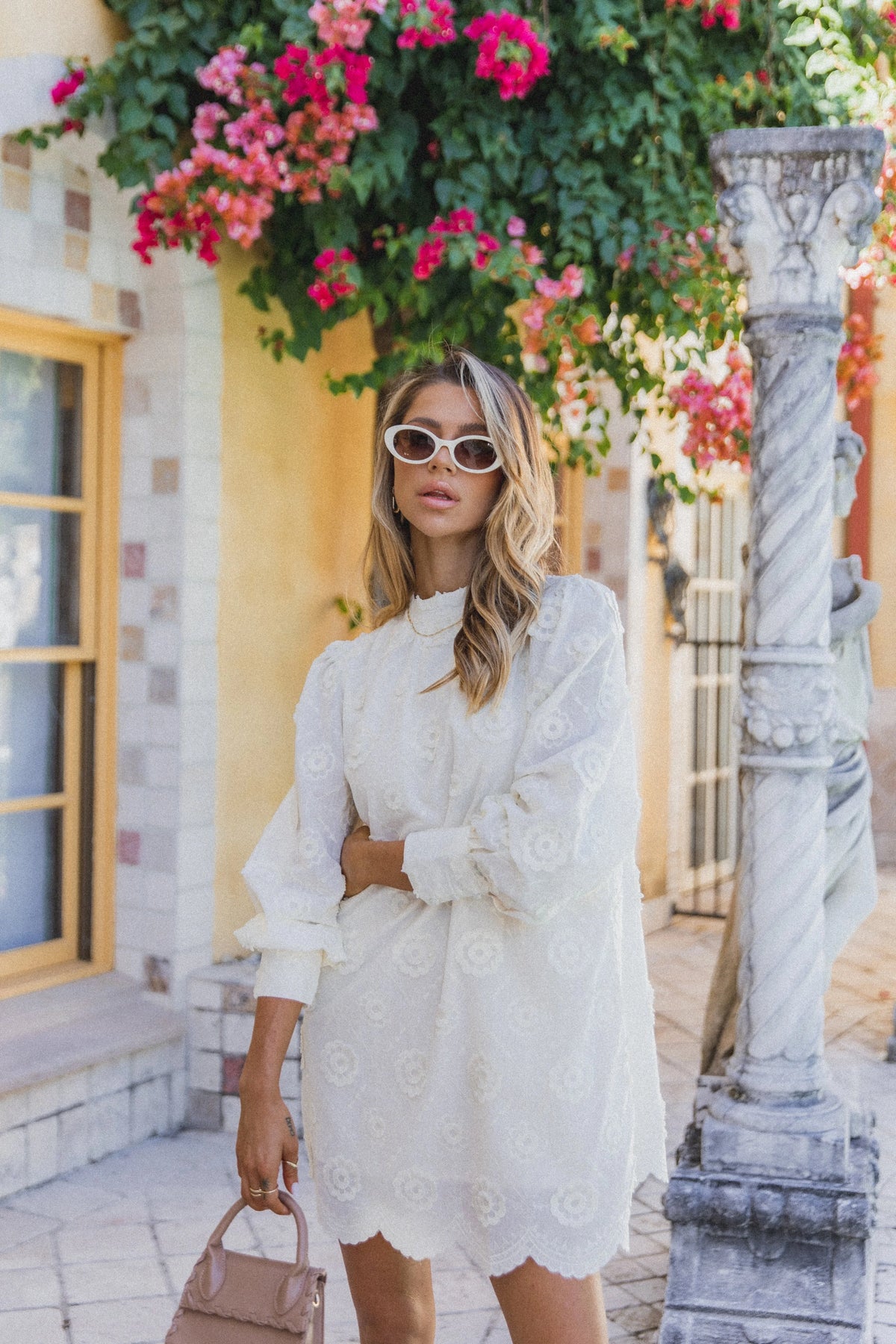 Stefania Long Sleeve Mini Dress Cream