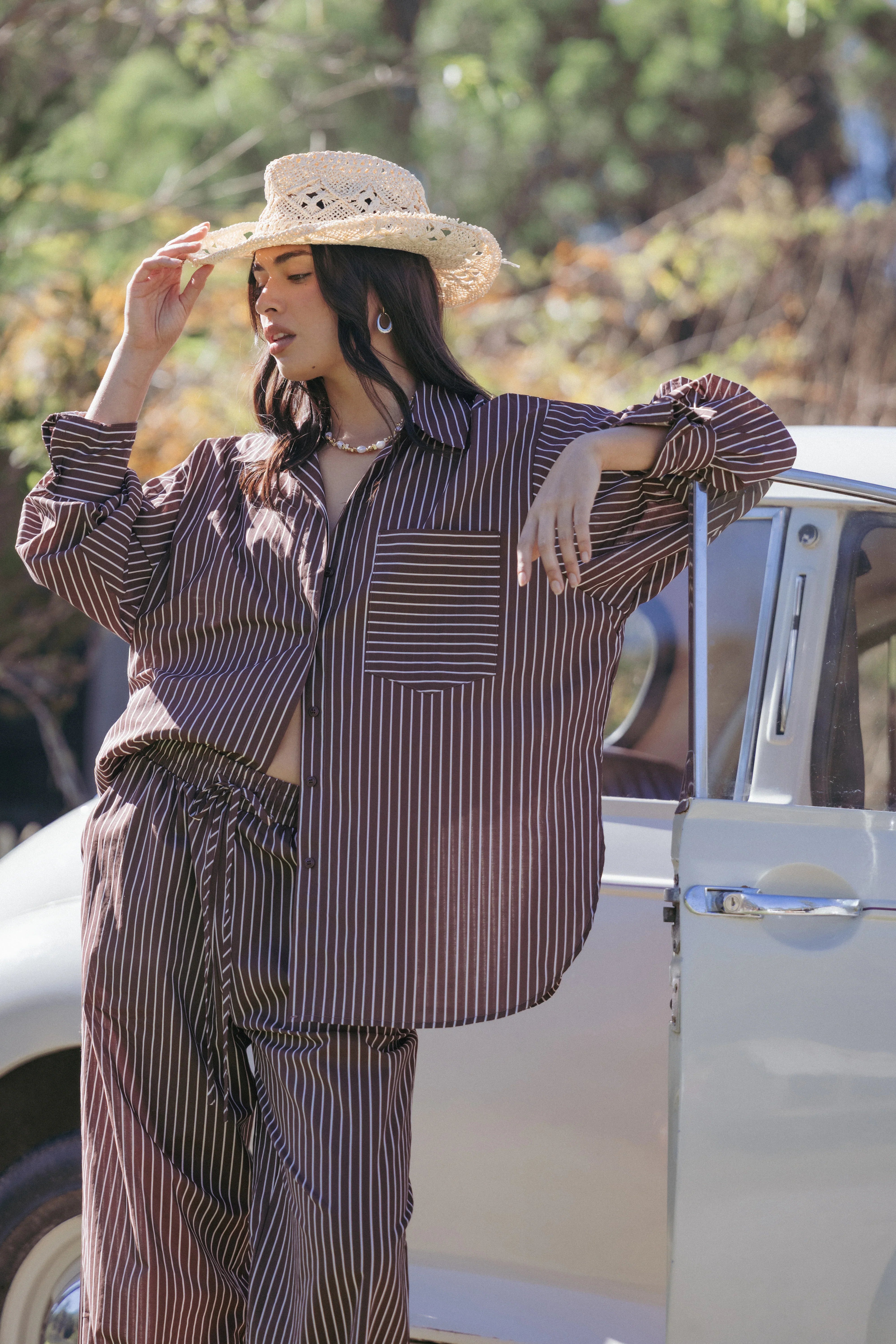 Darya Shirt Chocolate Stripe
