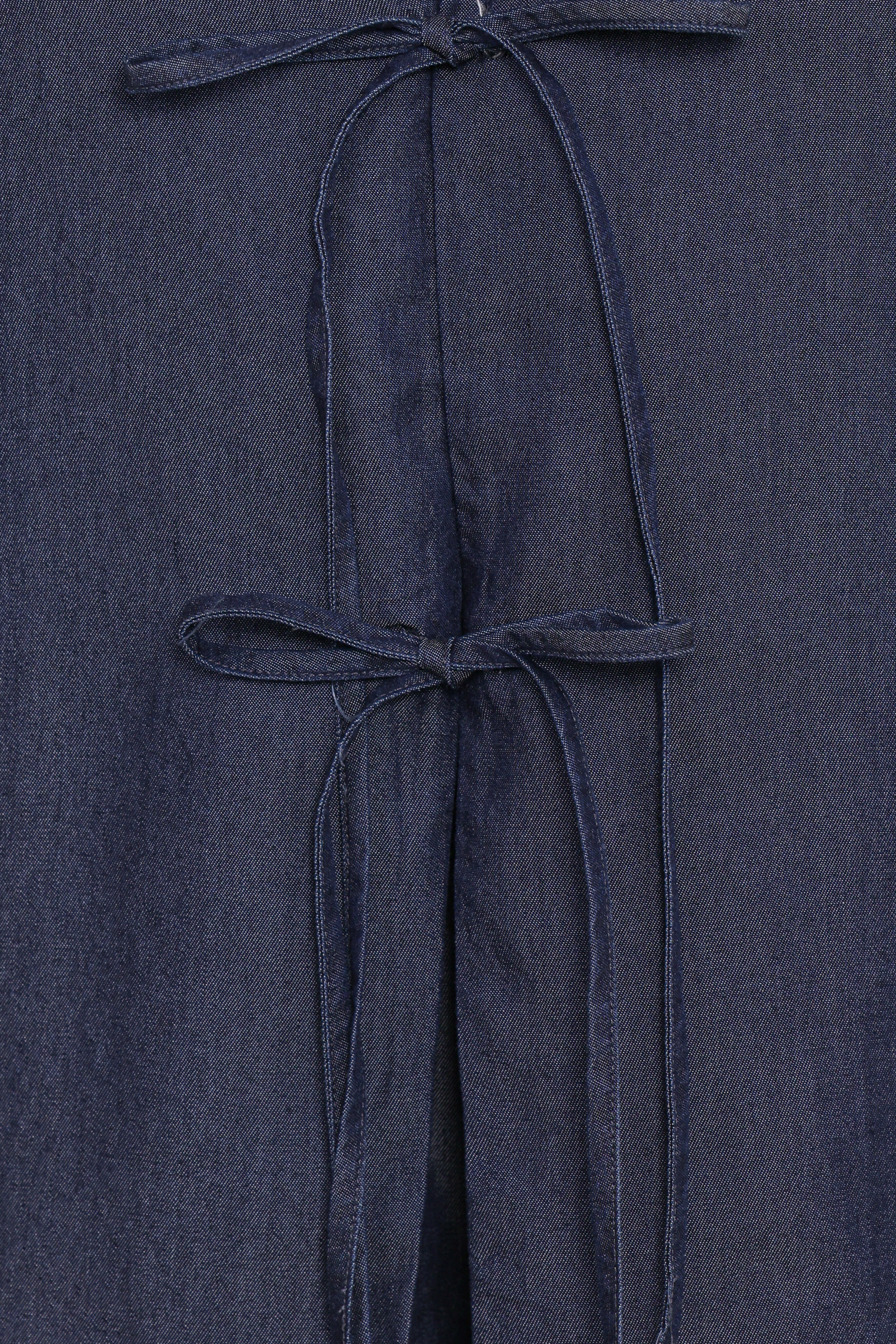Aaliyah Chambray Tie Front Top Dark Wash