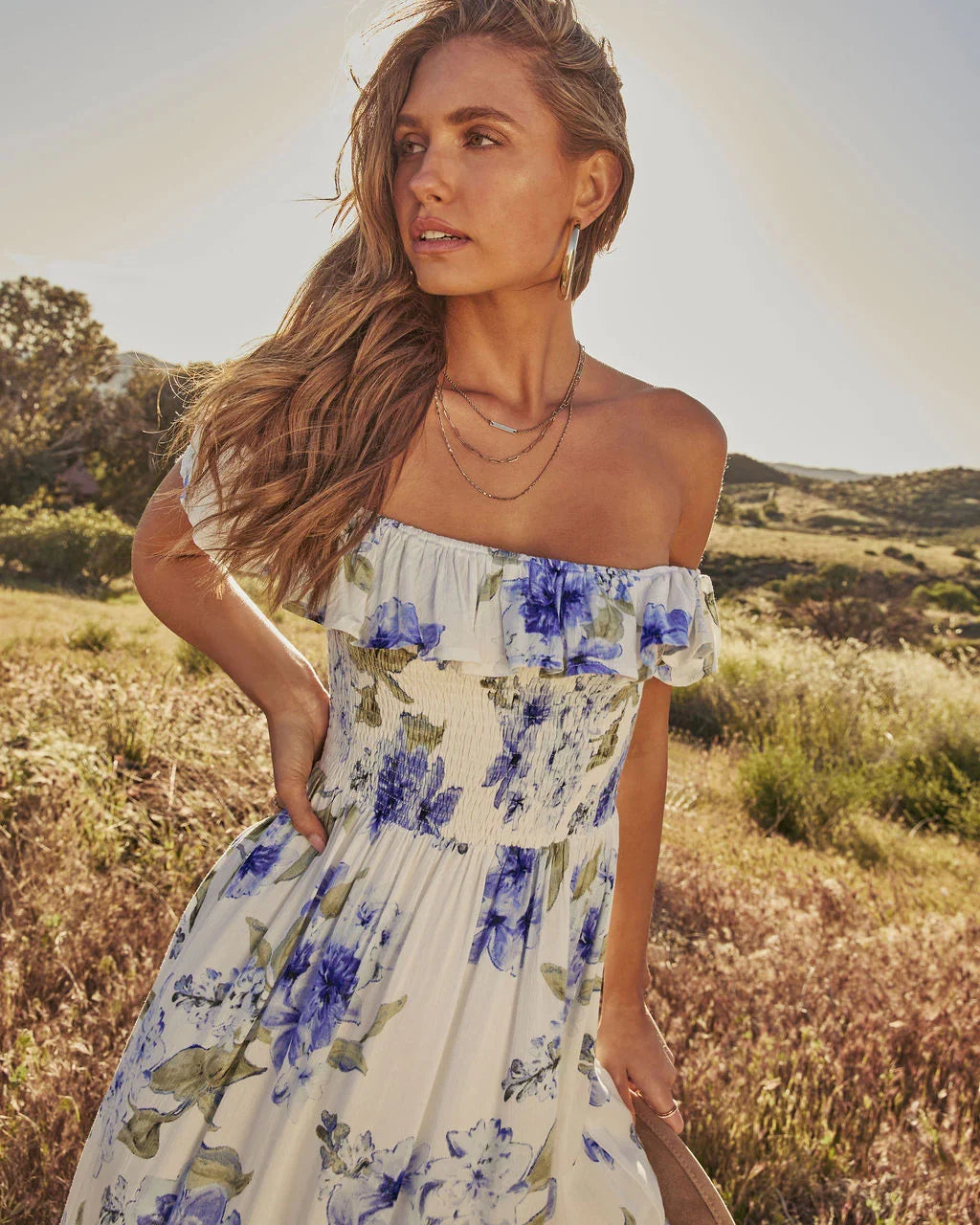 Meadow Bloom Floral A Line Maxi Dress