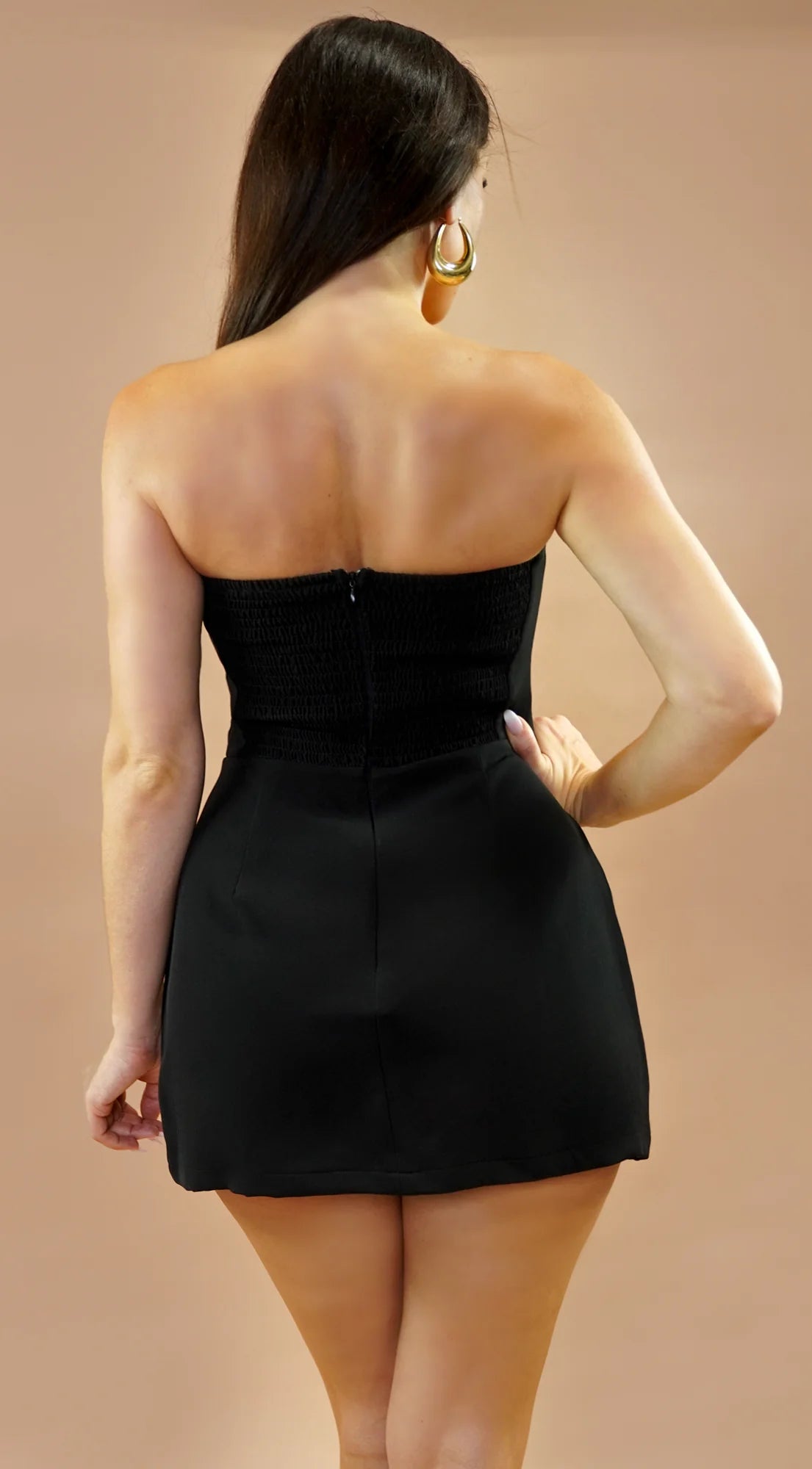 Nexa Strapless Mini Dress Romper Black