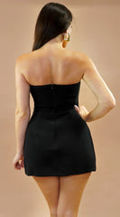 Nexa Strapless Mini Dress Romper Black
