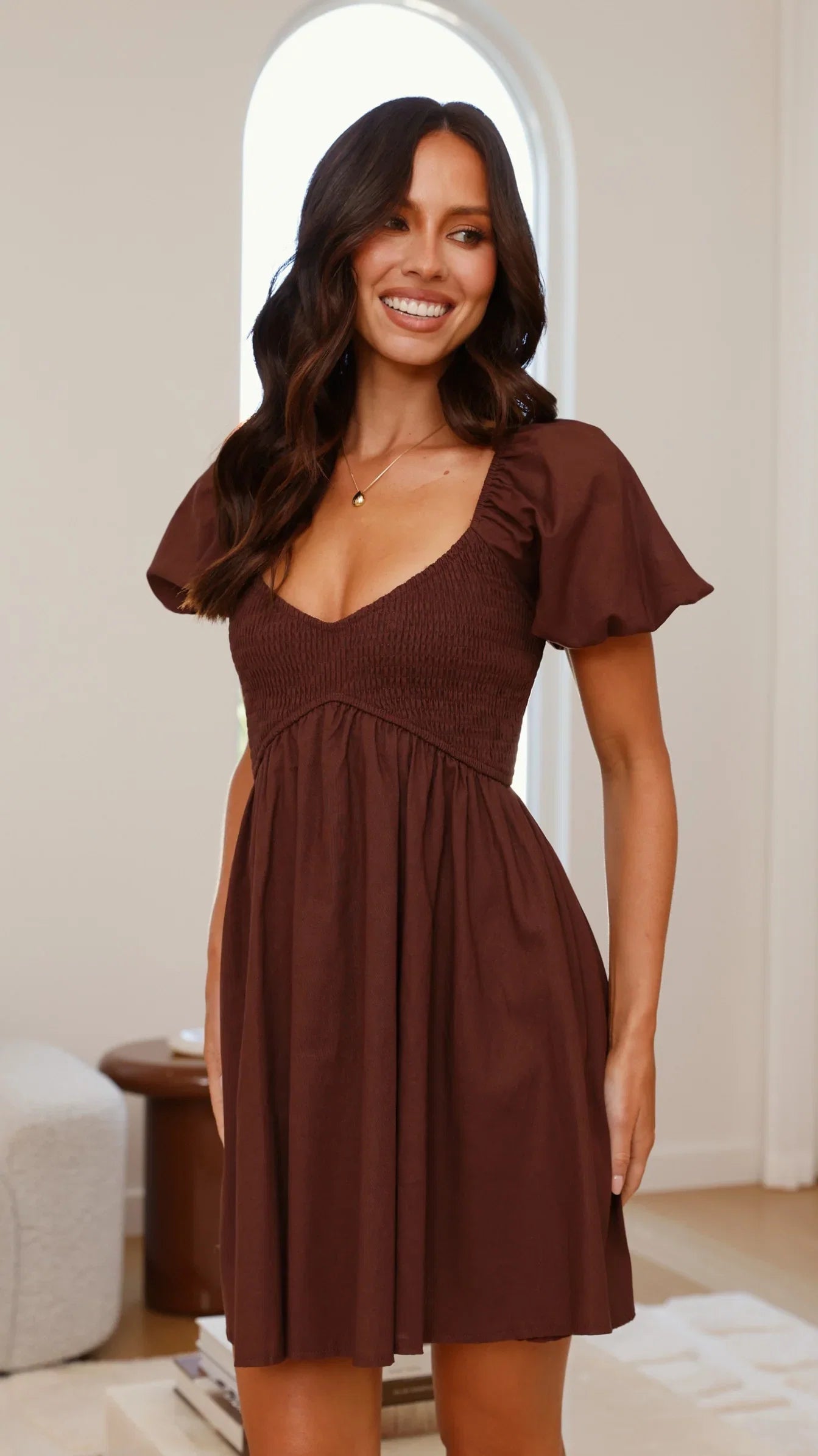 Sahirah Mini Dress Brown