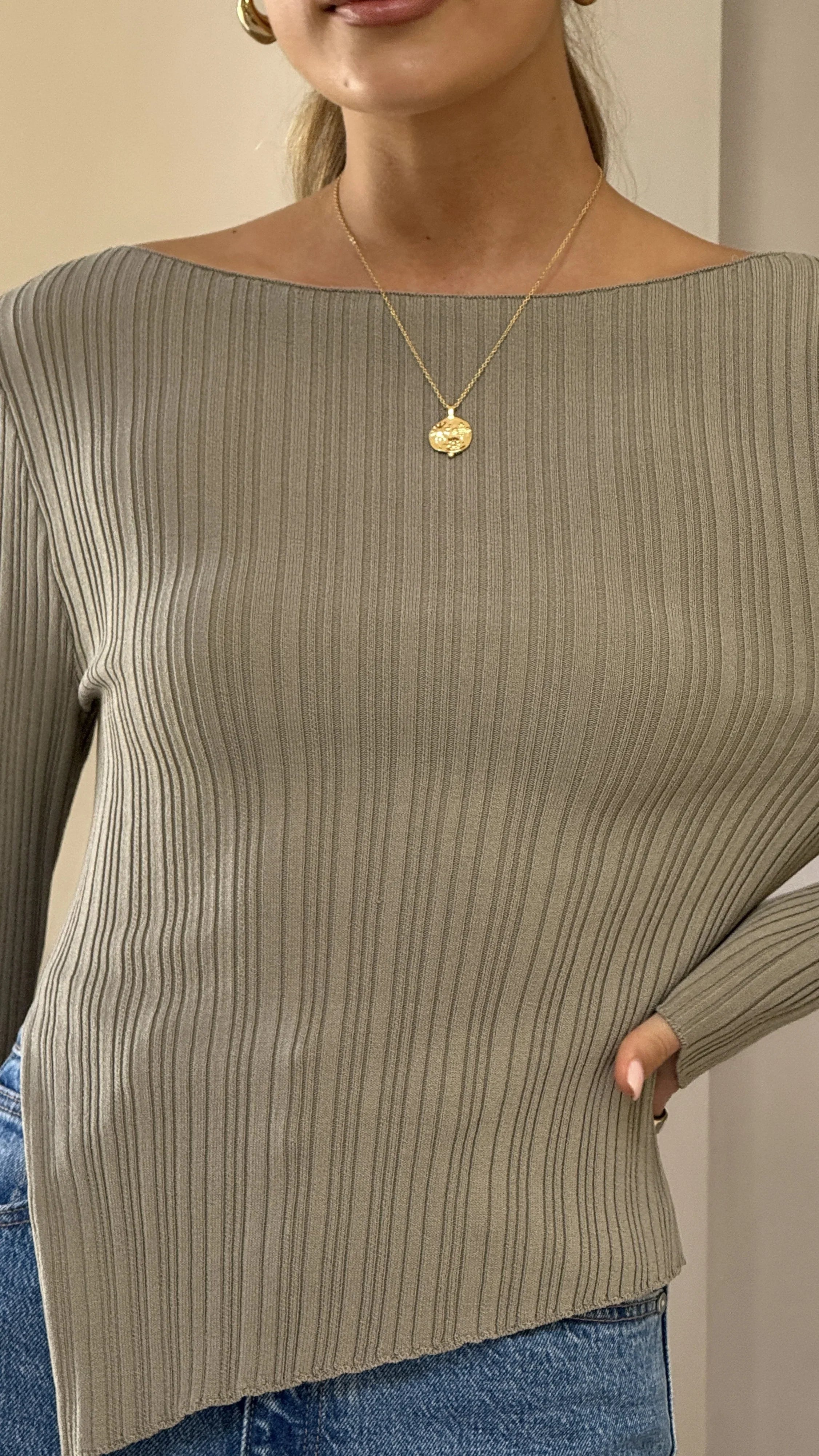 Isla Long Sleeve Top Khaki