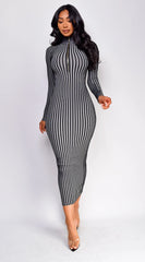 Amara Two Tone Front Zipper Maxi Dress Gray