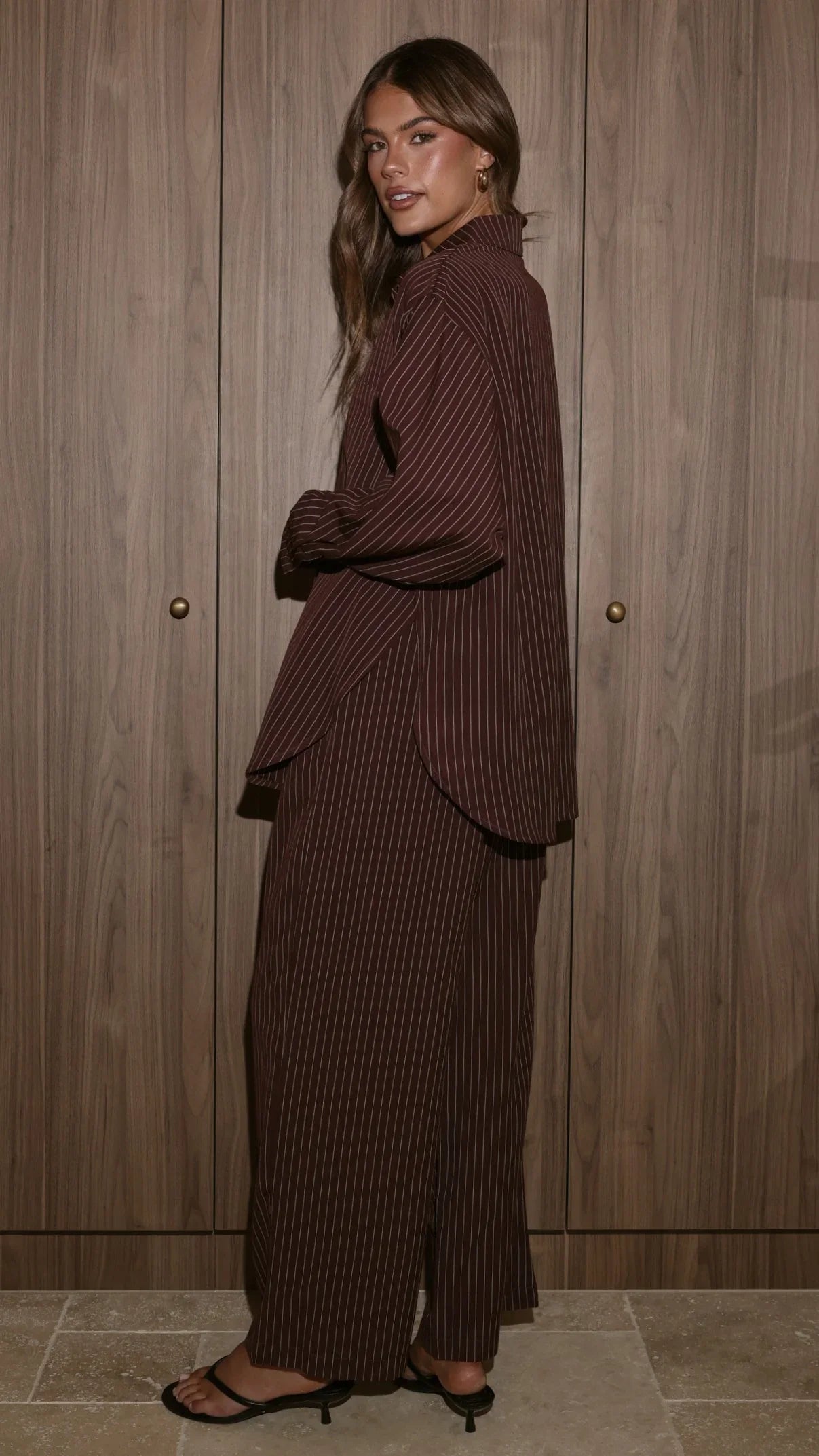 Zaila Pants Burgundy White Stripe