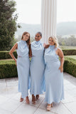 Anabelle Halter Neck Lace Maxi Dress Baby Blue
