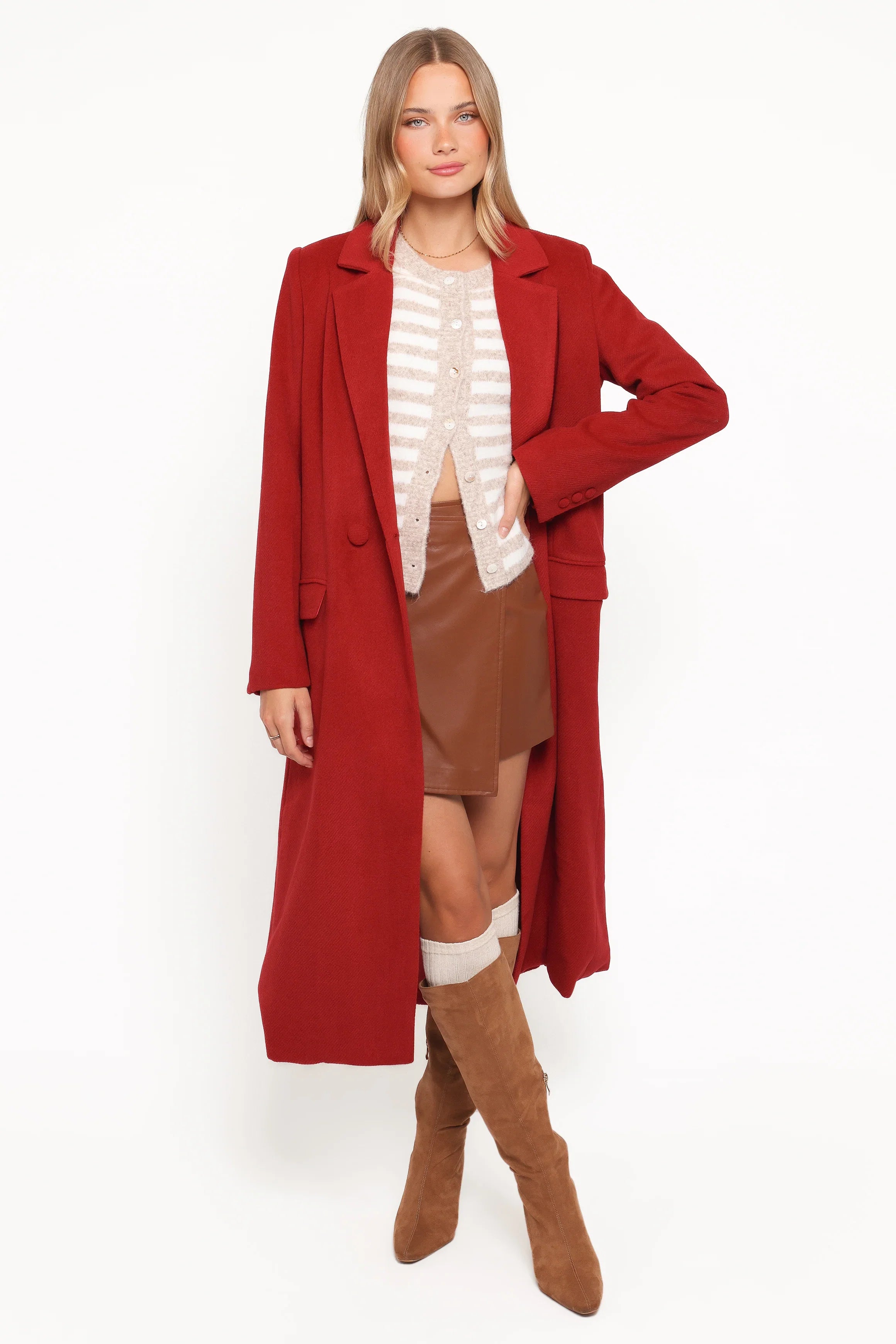 Jett Long Blazer Coat Red