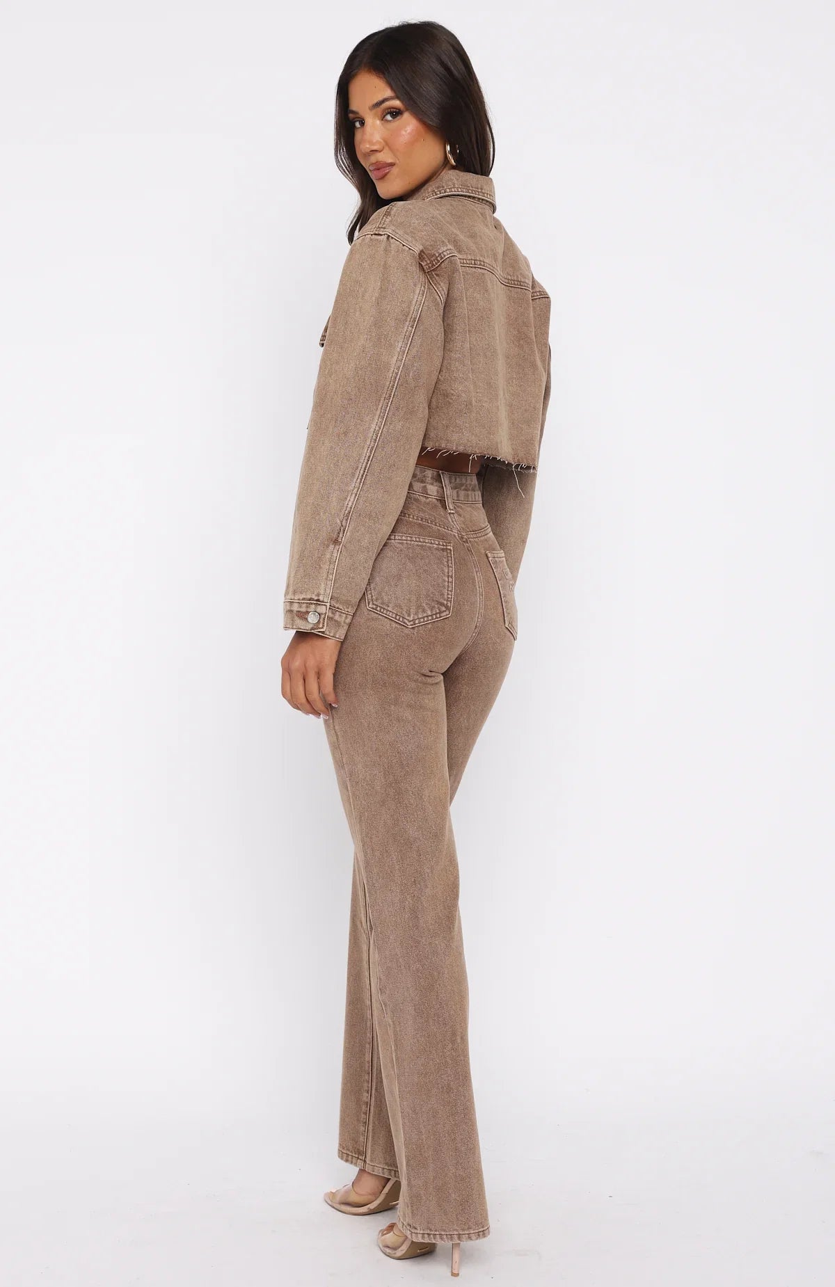 Something To Prove High Rise Straight Leg Jeans Tan Wash