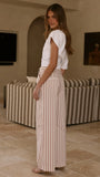 Tasmine Pants White Mauve Stripe