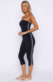 Pocket Rocket Capri Jumpsuit Navy Blue Stripe