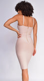 Nelinha Gold Button Bandage Dress Nude