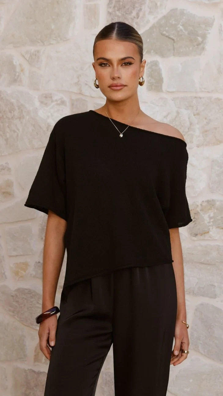 Blair Off Shoulder Tee Black