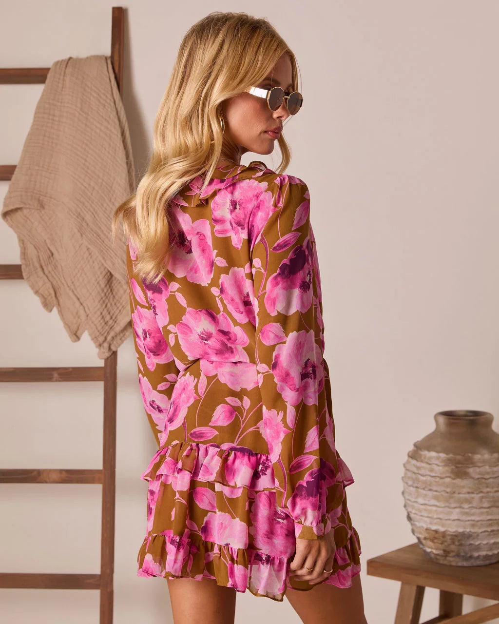 Charleston Waist Tie Floral Mini Dress