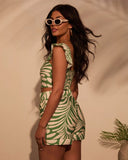 Cool Girl Tropical Ruffle Crop Top