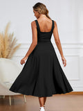 A Line Maxi Dress Smocked Ruffle Flowy Casual Long Dresses