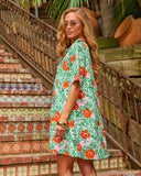 Petal Cove Floral Print Mini Shirt Dress