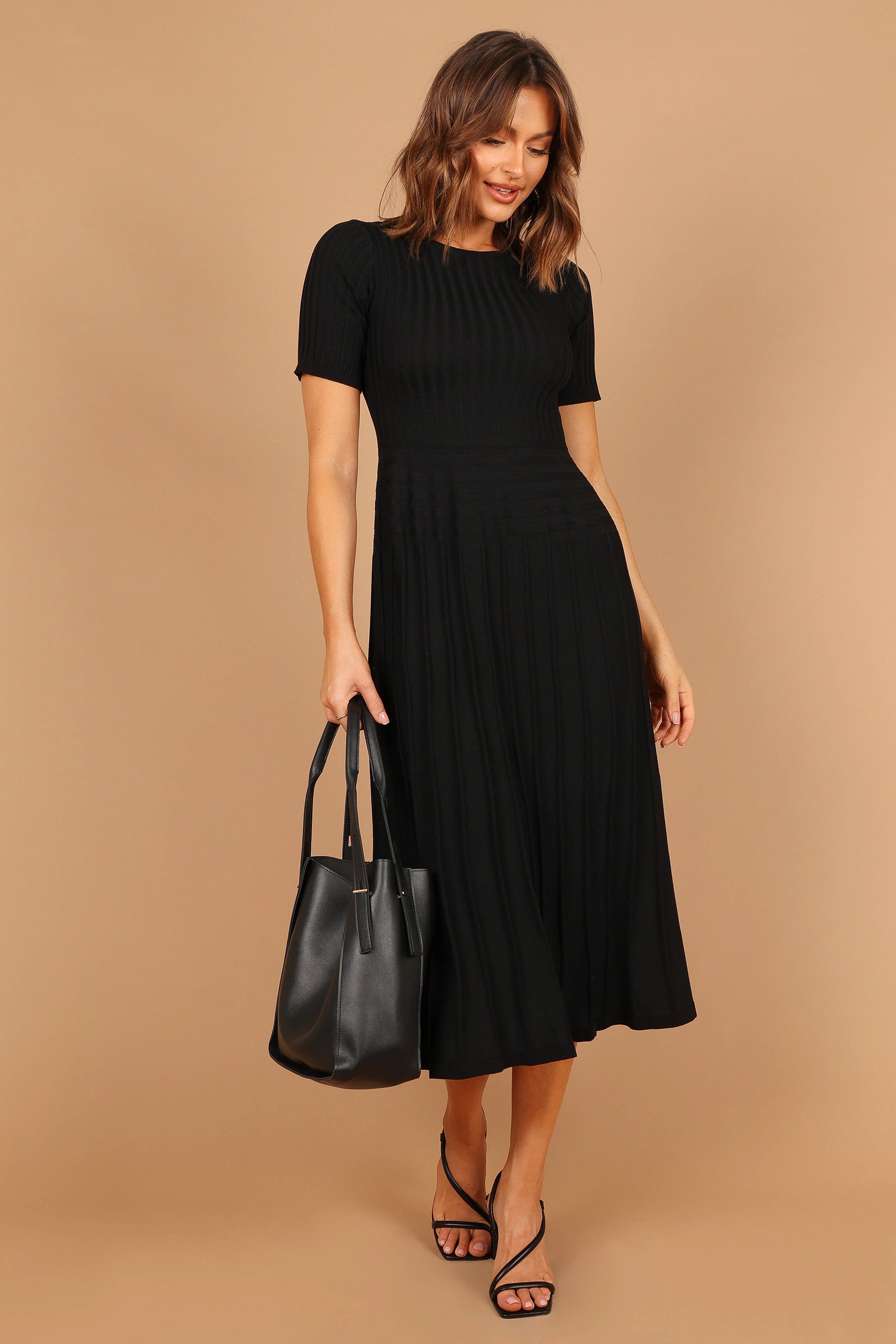 Audrina Knit Midi Dress Black
