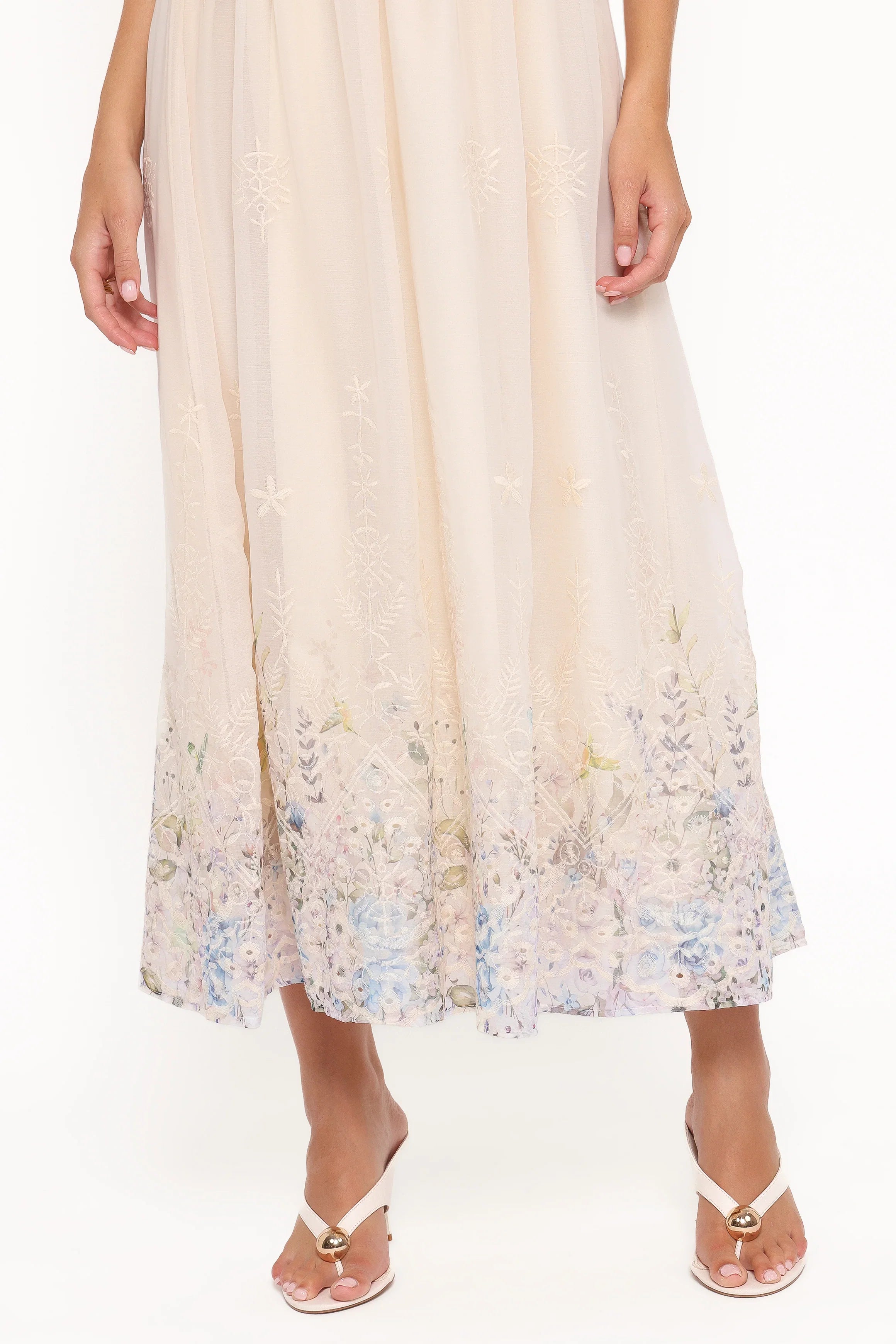 Kayt Strapless Dress Embroidered Floral