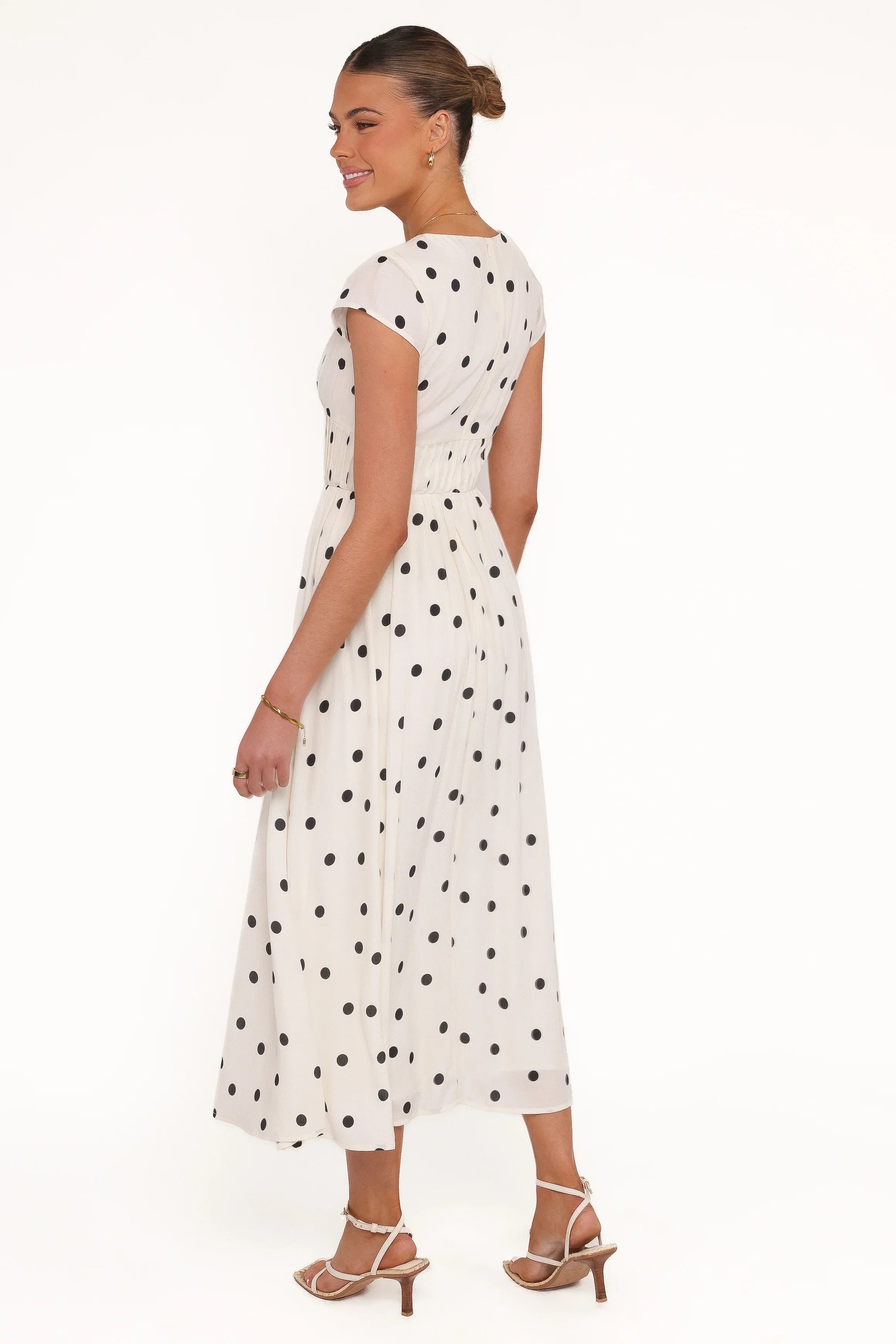Darline Midi Dress White Polka Dot