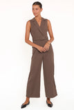 Sienna Belted Jumpsuit Khaki Brown