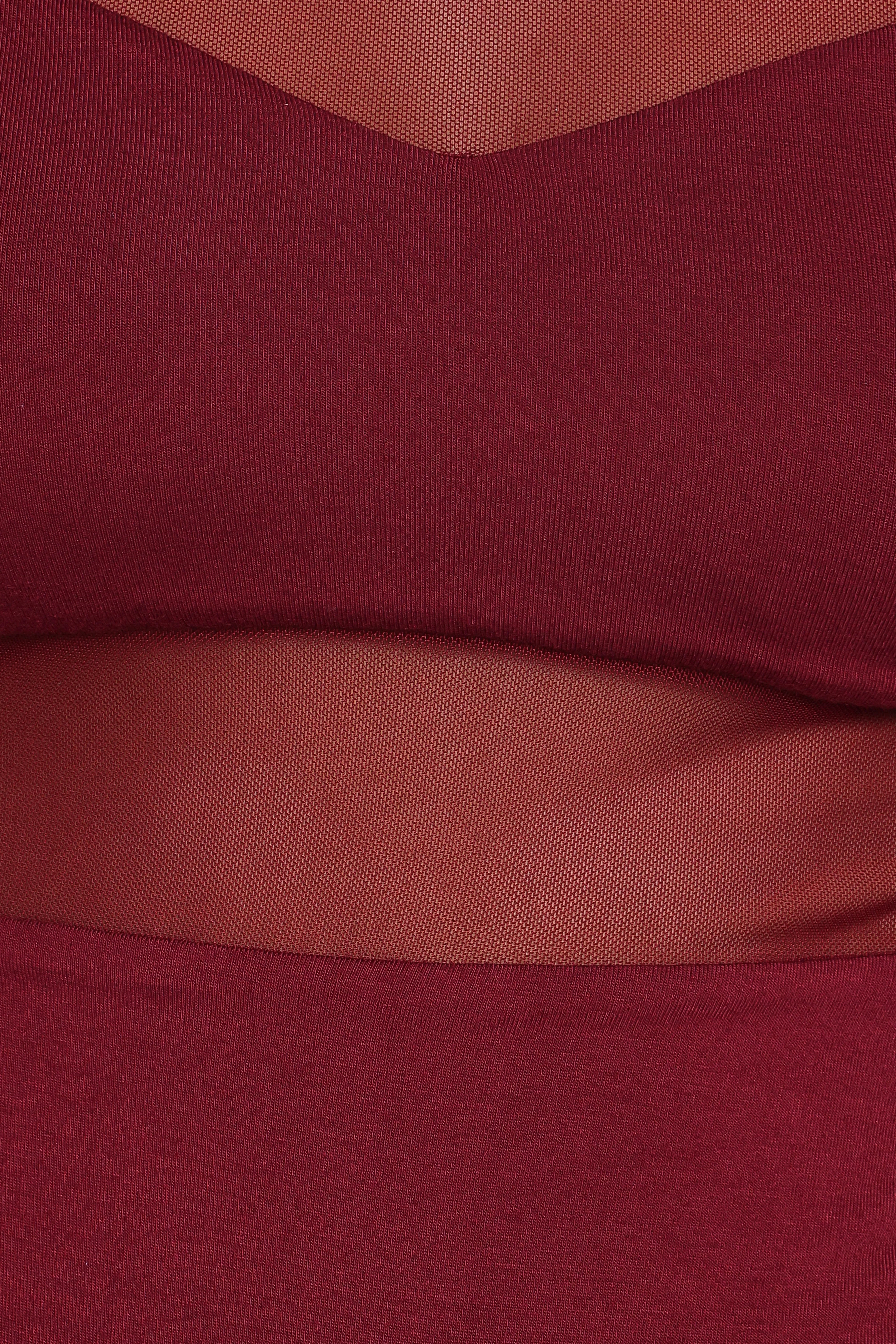 Kingsley Mesh Long Sleeve Bodysuit Merlot