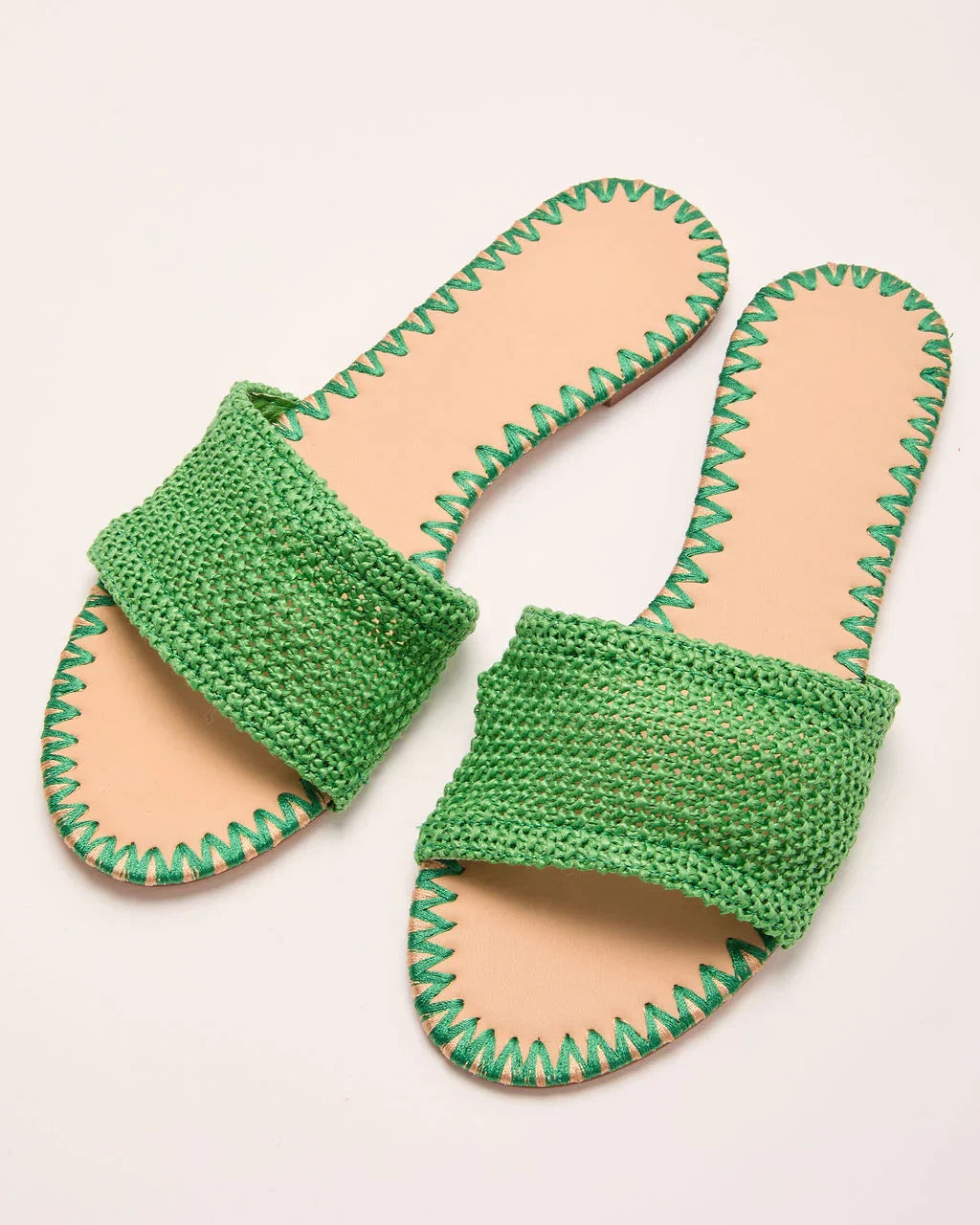 Earth Shine Woven Straw Flat Sandals