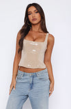 Cant Explain It Sequin Bustier Beige
