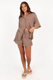 Linnea Short Set Brown White