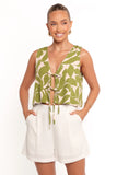 Valia Tie Top Green Floral