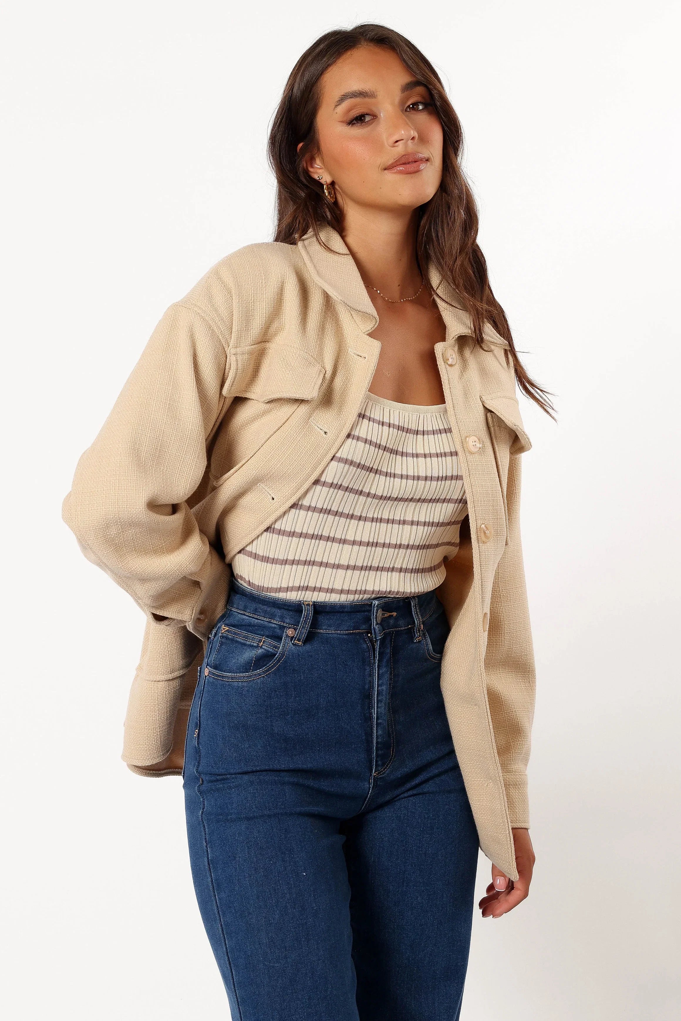 Arlow Tie Front Shacket Cream